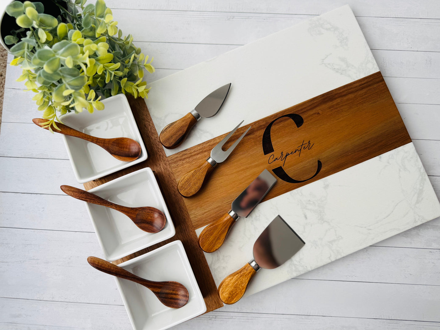 Marble & Acacia Wood Serving Set