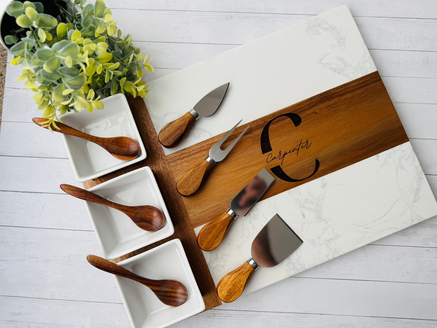 Marble & Acacia Wood Serving Set